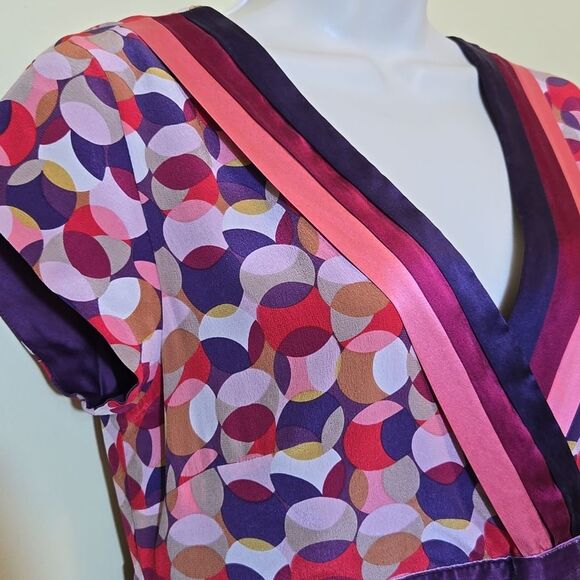 Boden Limited Edition Y2K Silk Babydoll Dress Size 6 Geometric Rockabilly Retro - Picture 12 of 16